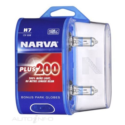 Narva Plus 200 Halogen Headlight Globe H7 12V 55W Pack of 2 - 48396BL2