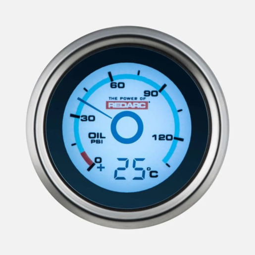 Redarc Single Oil Pressure 52mm Gauge With Optional Temperature Display - G52-PT