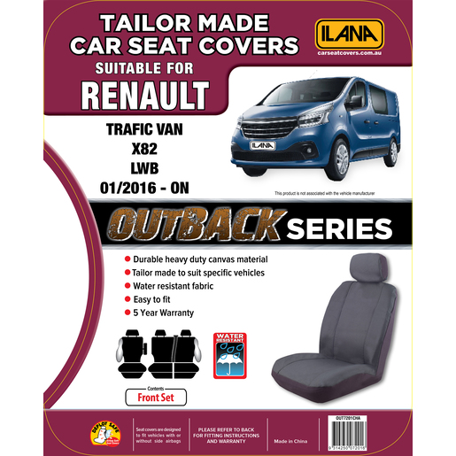 Ilana Outback Canvas Tailor Made 1 Row Seat Cover To Suit Renault - OUT7201CHA