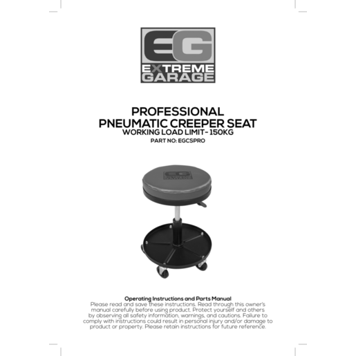 ExtremeGarage Creeper Seat With Gas Lift - EGCSPRO