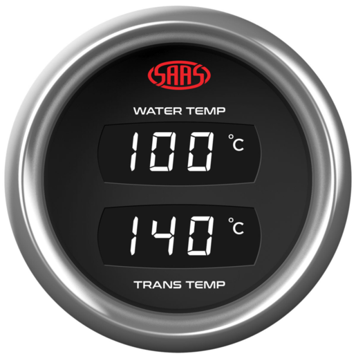 SAAS Dual Digital Gauge Water Temp 40-120/Trans Temp 60-200 - SG912022