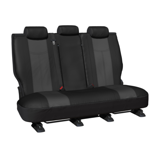 TMEMP-GRYMR SEAT COVER EMPIRE LEATHER LOOK REAR BLACK / GREY BENCH CUSTOM MADE