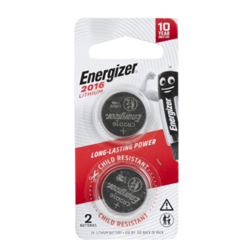 Energizer Battery 3V ECR2016 PK2 Lithium E303805400 - ECR2016BP2 