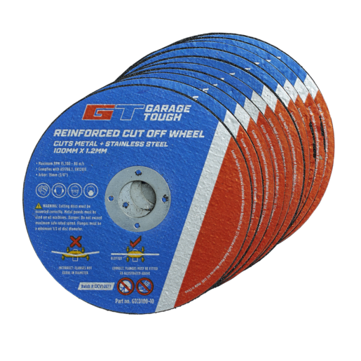 Garage Tough Reinforced Cut Off Wheel 100mm x 1.2mm 10 Pack - GTCD100-10