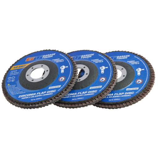 Garage Tough Zirconia Flap Discs 115mm x 22.23mm 3 Pack - GTFD115-3