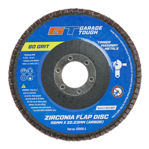 Garage Tough Zirconia Flap Discs 115mm x 22.23mm 3 Pack - GTFD115-3