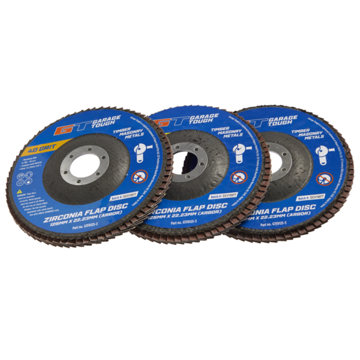 Garage Tough Zirconia Flap Discs 125mm x 22.23mm 3 Pack - GTFD125-3