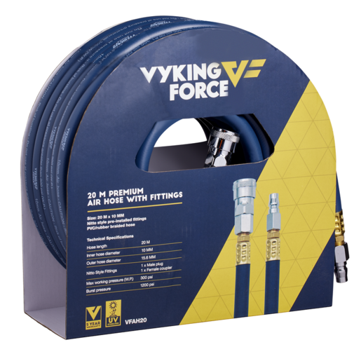 Vyking Force Premium Air Hose With Fittings 20m - VFAH20
