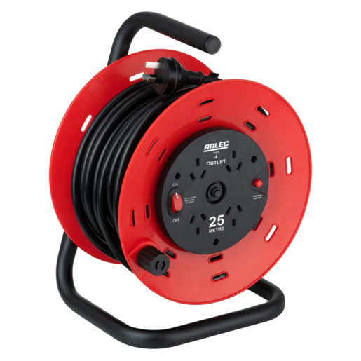 Arlec Cable Reel 25m Extension 4x Outlet 240V - ELR25