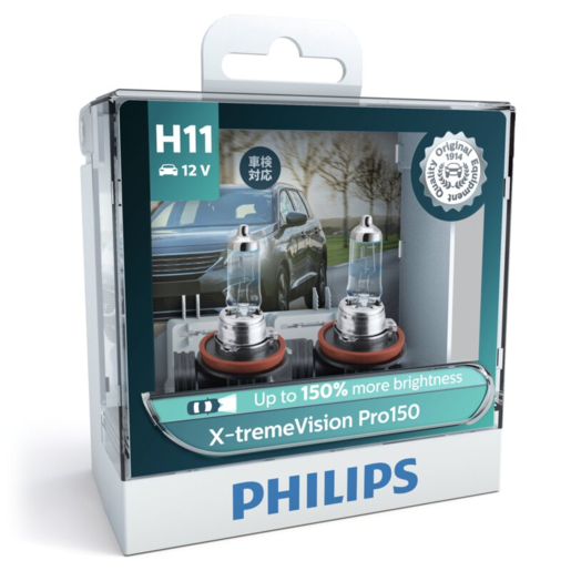 Philips X-TremeVision Pro 150 Headlight Globe H11 12V Pack of 2 - 12362XVPROS2