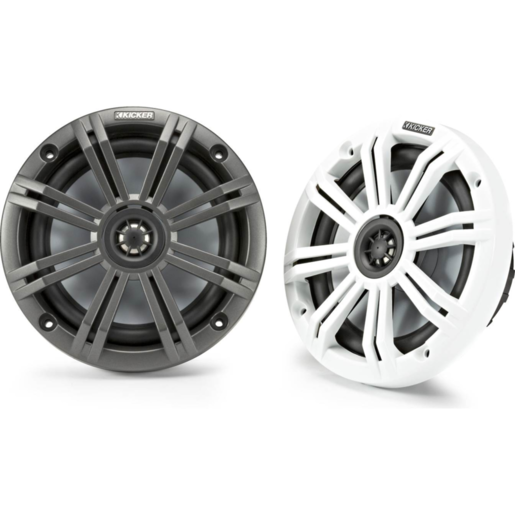 Kicker 6.5" Marine Speakers With Charcoal White Grilles - 45KM654