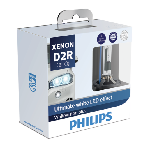 Philips WhiteVision Headlight Globes Xenon D2R 85V 35W Pack of 2 - 85126WHV2X2