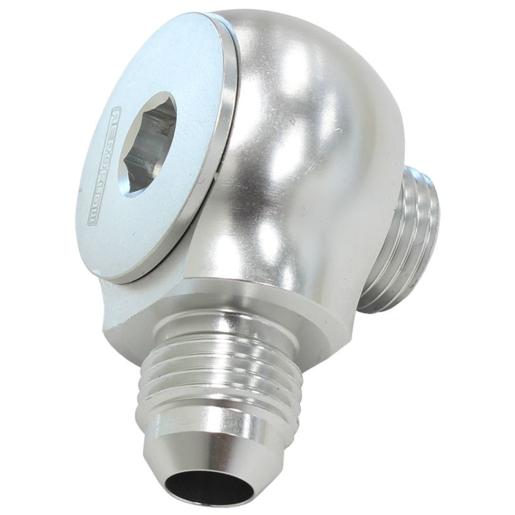 Aeroflow 90 Degree Low Profile -8ORB to -6AN Male Adapter Silver - AF909-06-08S