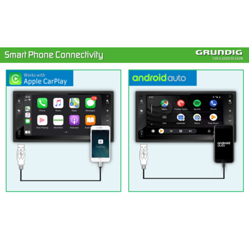 Grundig 6.8" Head Unit AV Receiver With Apple Carplay & Android Auto - GX3810