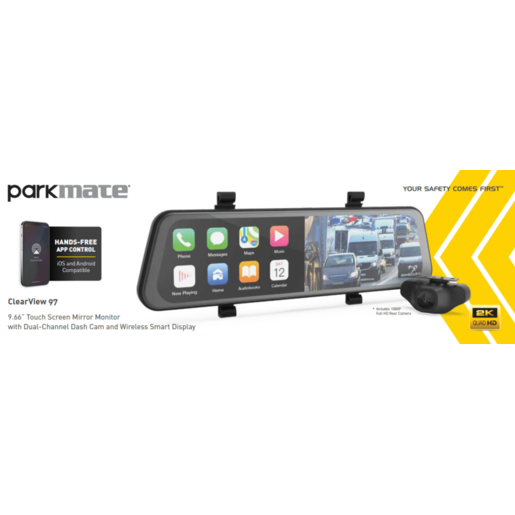 Parkmate 9.66" Touch Screen DVR Mirror with Smart Display - MCPK-972DVR