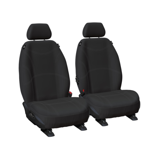 Sperling Getaway Neoprene Black Silver Stitch RM Seat Covers Front - RM1075G2B