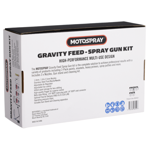 Motospray Gravity Feed Spray Gun Kit - MSASG3