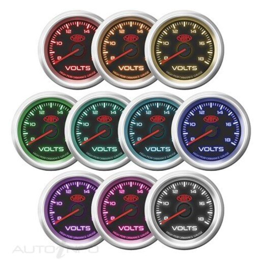 VOLT GAUGE 8V-18V 52MM BLACK MUSCLE SERIES 3