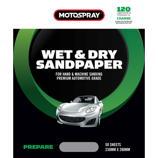 Motospray Wet & Dry Sandpaper 120 Grit Prepare - MSWD0120-1