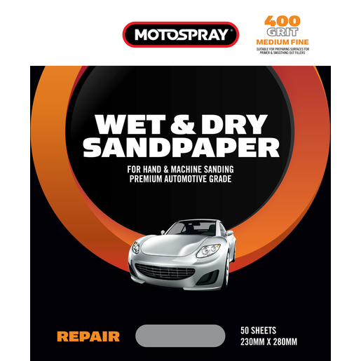 Motospray Wet & Dry Sandpaper 400 Grit Repair - MSWD0400-1