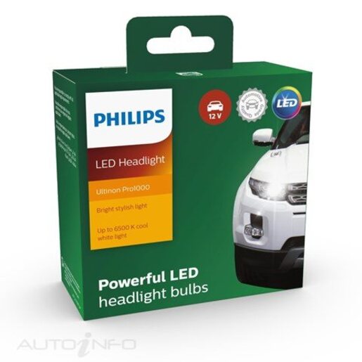 Philips Ultinon Pro1000 LED Headlight Globe HIR2 12V Pack of 2 - 11362U1000X2