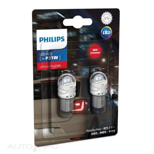 Philips Ultinon Pro3100 LED Stop and Rear Globe P21W 12V Pack of 2 - 11498RU31B2