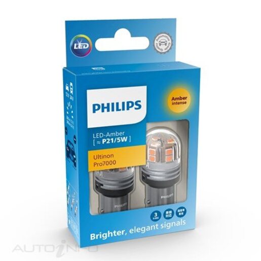 Philips Ultinon Pro7000 LED Globe P21/5W 12/24V Pack of 2 - 11499AU70X2