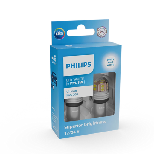 Philips Ultinon Pro7000 LED Headlight Globe P21/5W Pack of 2 - 11499CU70X2