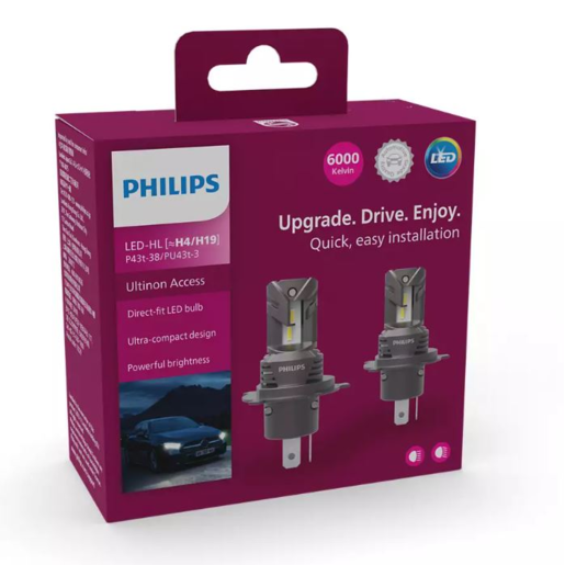 Philips Ultinon Access 2500 LED Headlight Globe H4/19 6000K -11342U2500X2