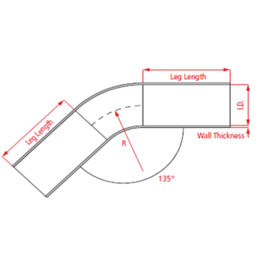 RaceWorks 2.50"  Aluminium Tube 45 Degree Black 2.0mm - SHE-090-250BK