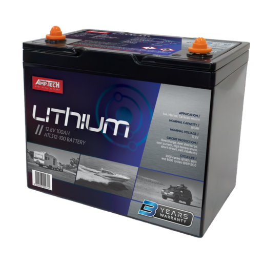 AmpTech Lithium 12.8V 100Ah Caravan 4x4 Battery - ATLS12-100