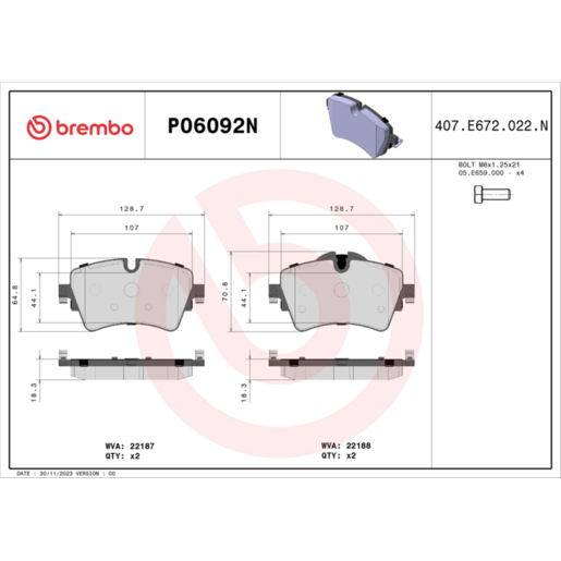 Brembo NAO Ceramic Disc Pad Set - P06092N