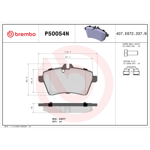 Brembo NAO Ceramic Disc Pad Set - P50054N