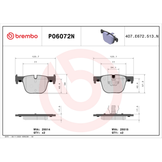 Brembo NAO Ceramic Disc Pad Set - P06072N