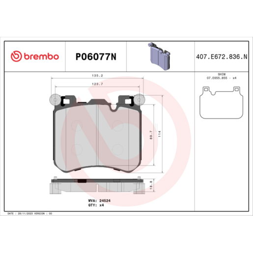 Brembo NAO Ceramic Disc Pad Set - P06077N