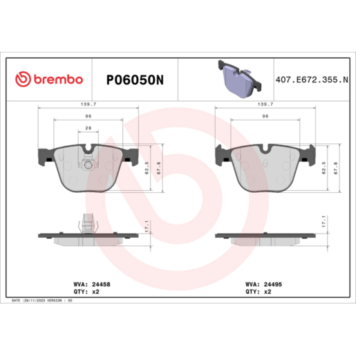 Brembo NAO Ceramic Disc Pad Set - P06050N