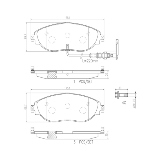 Brembo NAO Ceramic Disc Pad Set - P85144N