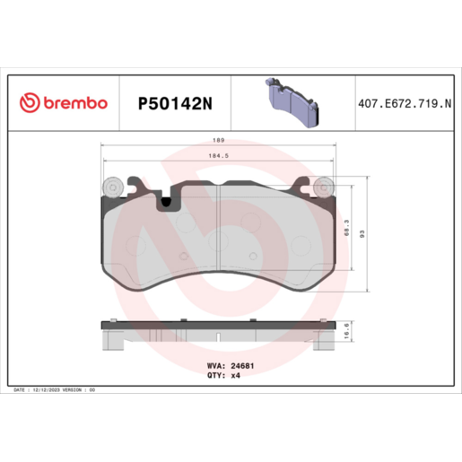 Brembo NAO Ceramic Disc Pad Set - P50142N