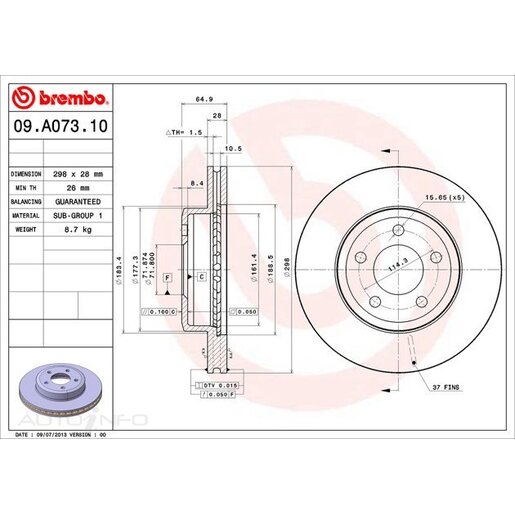 Brembo Disc Brake Rotor - 09.A073.10