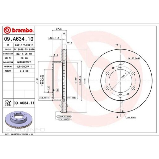 Brembo Disc Brake Rotor Front - 09.A634.11