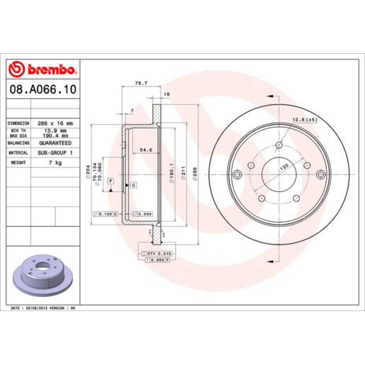 Brembo Disc Brake Rotor - 08.A066.10