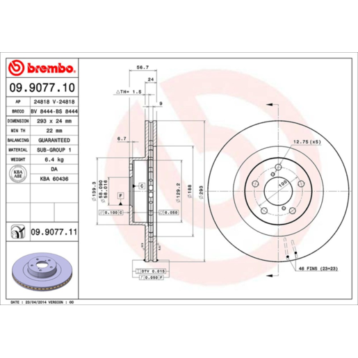 Brembo Disc Brake Rotor Front - 09.9077.11