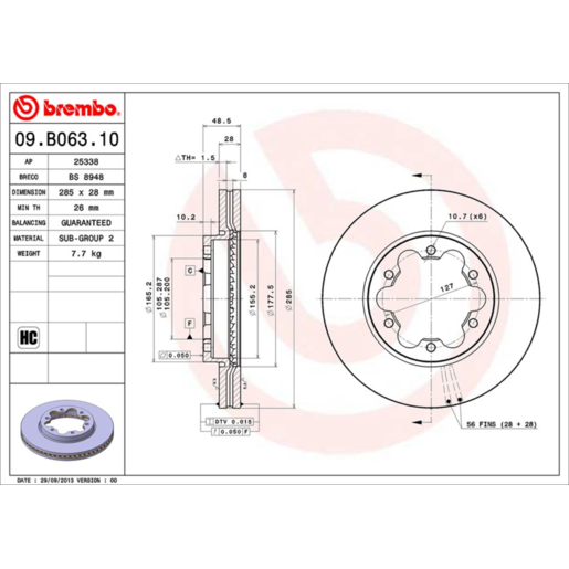 Brembo Disc Brake Rotor Front - 09.B063.10