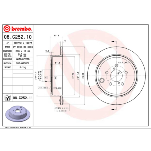 Brembo Disc Brake Rotor - 08.C252.11