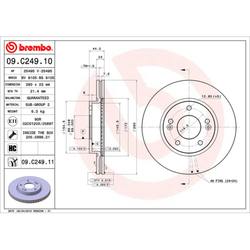 Brembo Disc Brake Rotor - 09.C249.11