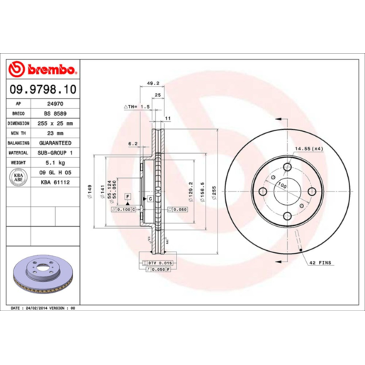 Brembo Disc Brake Rotor Front - 09.9798.10