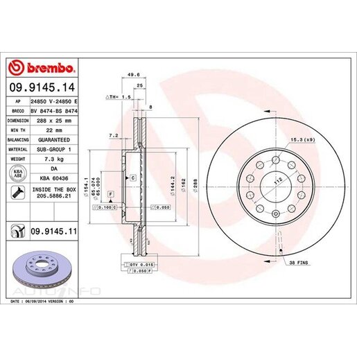 Brembo Disc Brake Rotor - 09.9145.11