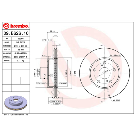 Brembo Disc Brake Rotor Front - 09.B626.10