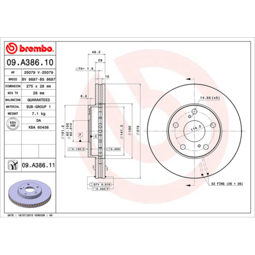 Brembo Disc Brake Rotor - 09.A386.11