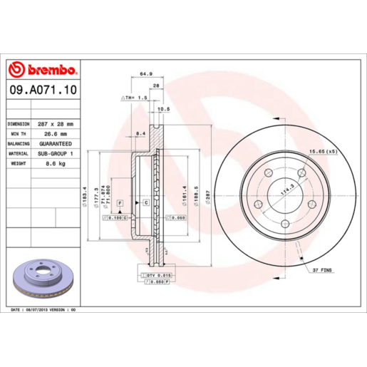 Brembo Disc Brake Rotor - 09.A071.10